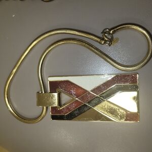 Gold and Multicolor Geometric Pendant Necklace